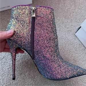 L’Intervalle Lucia pink iridescent glitter stiletto bootie